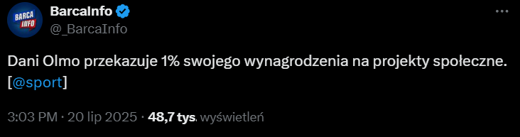Na to Dani Olmo przeznacza 1% SWOJEGO WYNAGORDZENIA!